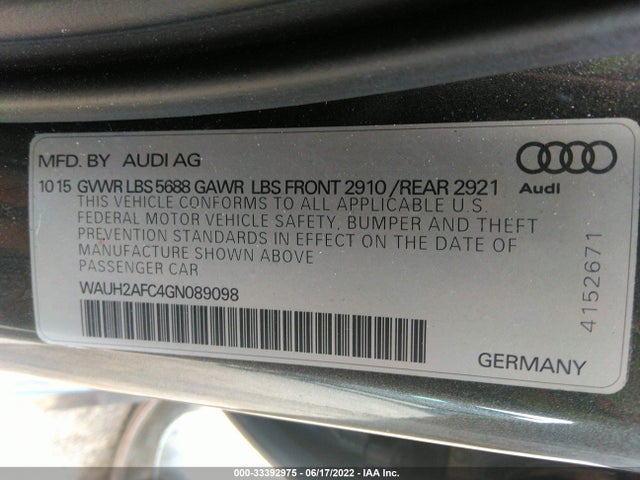2016 Audi S6, VIN: WAUH2AFC4GN089098