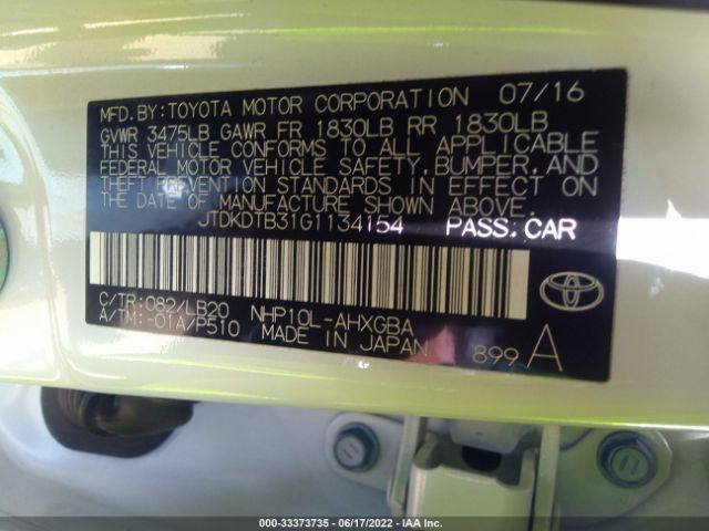 JTDKDTB31G1134154 Toyota Prius C Four