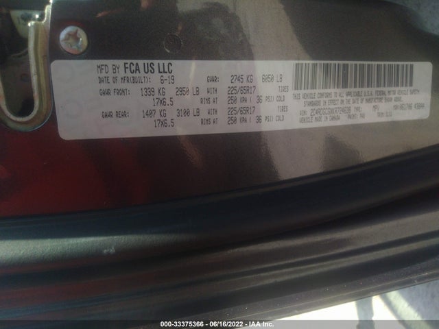 Dodge Grand Caravan Sxt 2019 2C4RDGCGXKR724638 Image 9