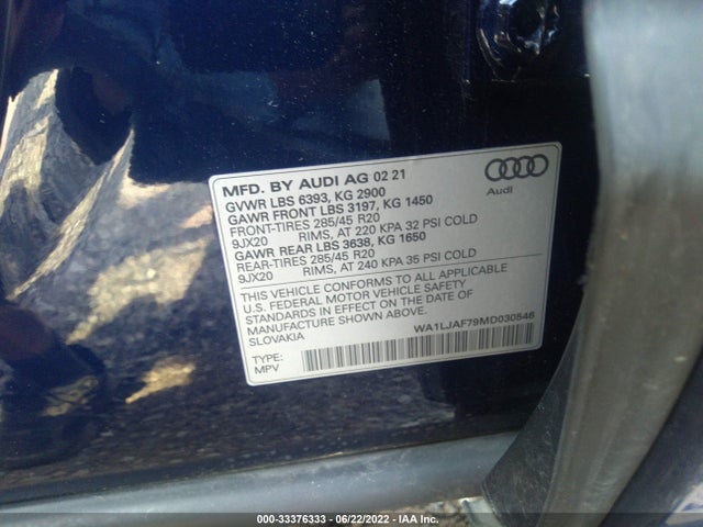 2021 Audi Q7, VIN: WA1LJAF79MD030546