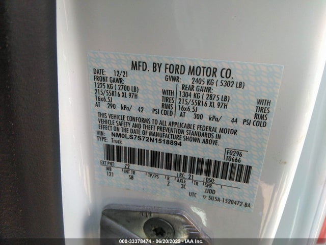 2022 Ford Transit Connect, VIN: NM0LS7S72N1518894