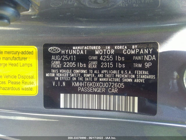 Hyundai Genesis Coupe 2.0t Premium 2012 KMHHT6KDXCU072605 Image 11