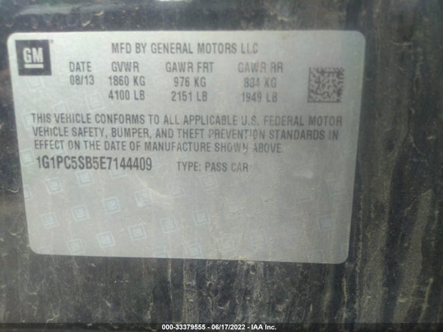 Chevrolet Cruze 1lt 2014 1G1PC5SB5E7144409 Image 10