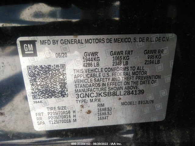 Chevrolet TRAX LS 2020 3GNCJKSB8LL284139 Image 9