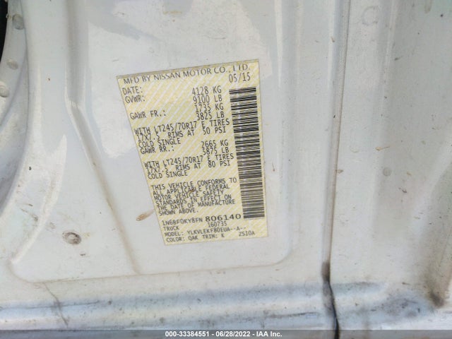 2015 Nissan NV, VIN: 1N6BF0KY8FN806140