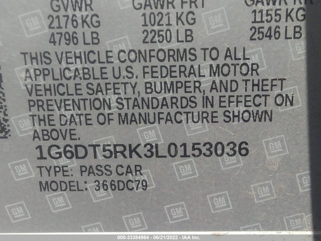 2020 Cadillac CT5, VIN: 1G6DT5RK3L0153036
