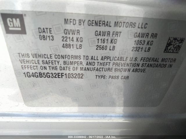 1G4GB5G32EF103202 Buick Lacrosse Leather