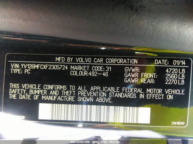 2015 Volvo S60, VIN: YV126MFCXF2305724