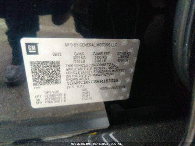 2019 Chevrolet Tahoe, VIN: 1GNSCBKC8KR157316