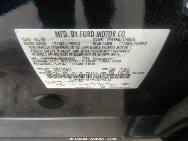 Lincoln MKS 2009 1LNHM94RX9G604823 Image 10