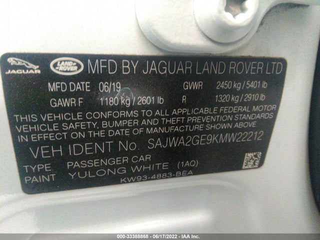 2019 Jaguar XJ, VIN: SAJWA2GE9KMW22212
