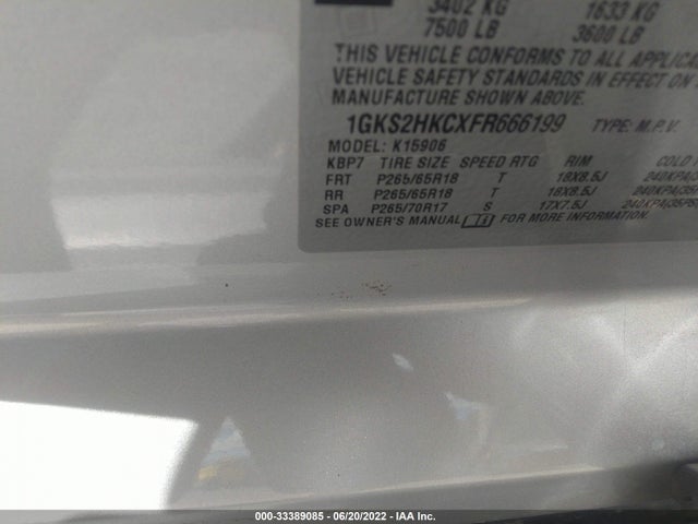 2015 GMC Yukon XL, VIN: 1GKS2HKCXFR666199