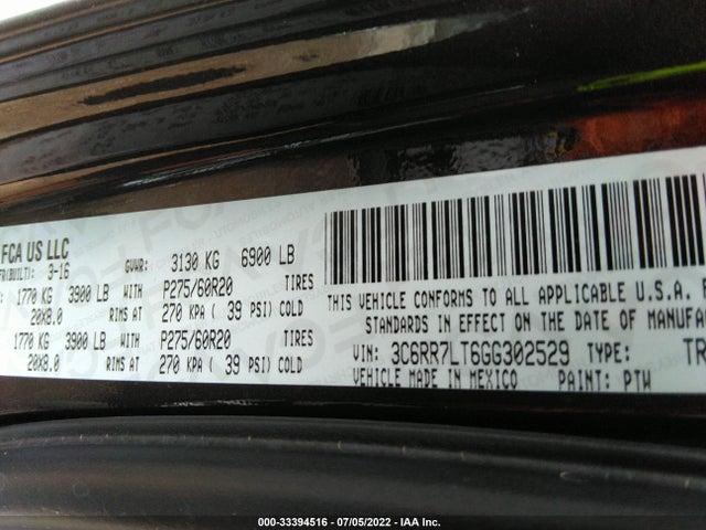 3C6RR7LT6GG302529 RAM 1500 Big Horn