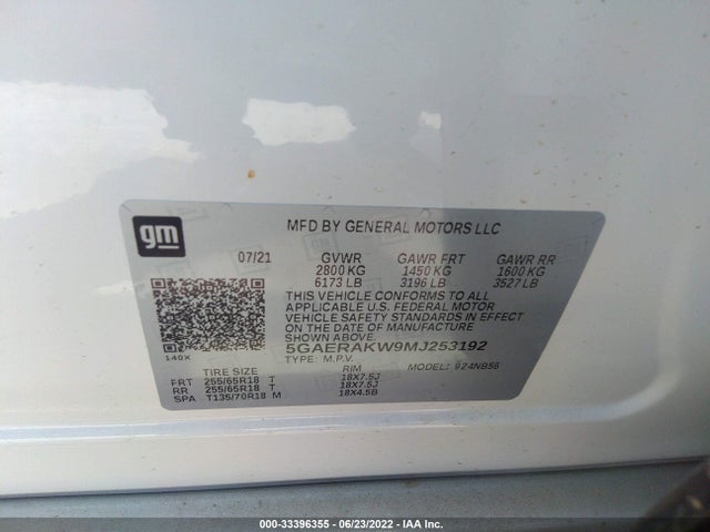 2021 Buick Enclave, VIN: 5GAERAKW9MJ253192
