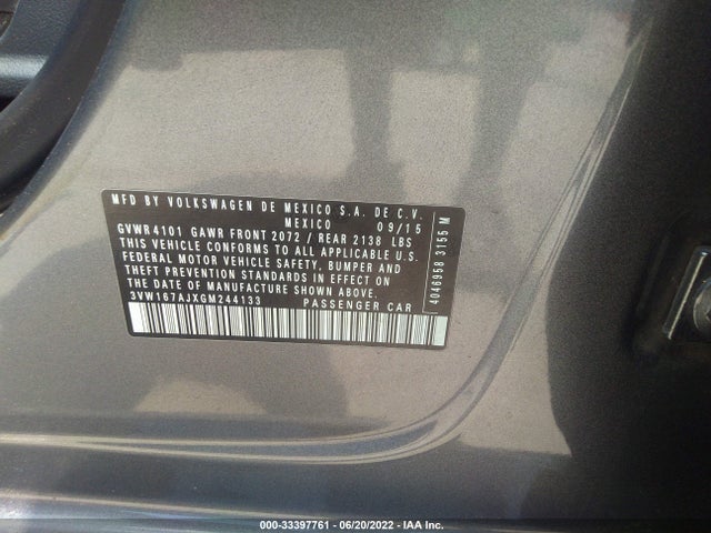 Volkswagen JETTA SEDAN 2016 3VW167AJXGM244133 Image 9