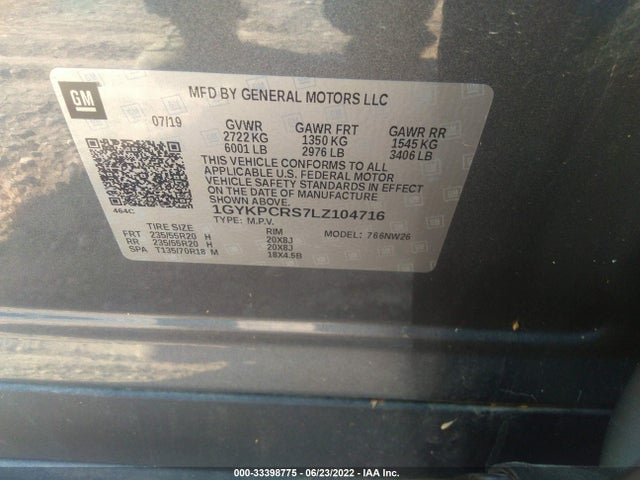 2020 Cadillac XT6, VIN: 1GYKPCRS7LZ104716