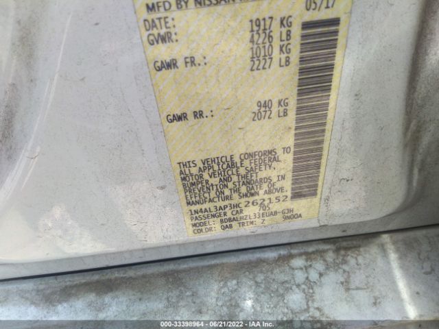 1N4AL3AP3HC262152 Nissan Altima 2.5 Sr