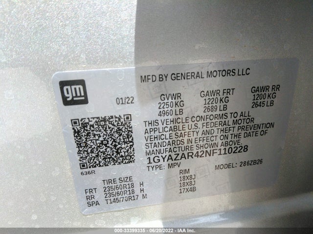 2022 Cadillac XT4, VIN: 1GYAZAR42NF110228