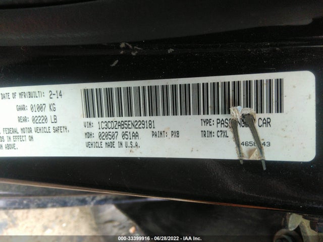 Dodge AVENGER SE 2014 1C3CDZAB5EN229181 Image 10