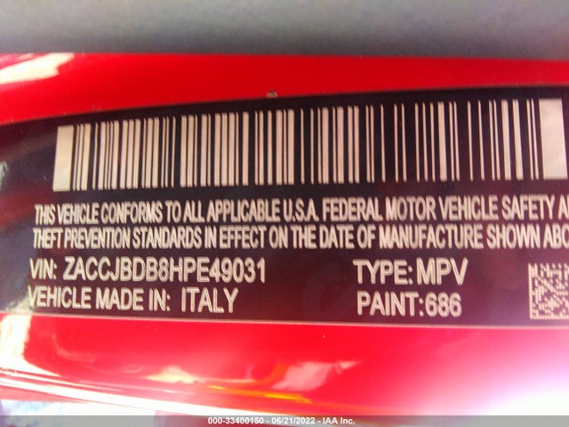 2017 Jeep Renegade, VIN: ZACCJBDB8HPE49031