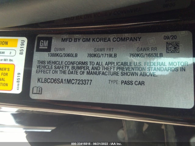 Chevrolet SPARK 1LT 2021 KL8CD6SA1MC723377 Image 9
