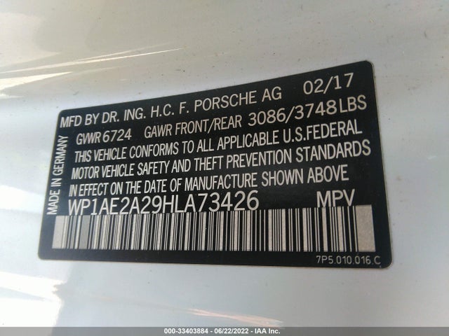 2017 Porsche Cayenne, VIN: WP1AE2A29HLA73426