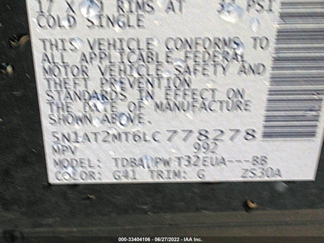 2020 NISSAN ROGUE S VIN: 5N1AT2MT6LC778278