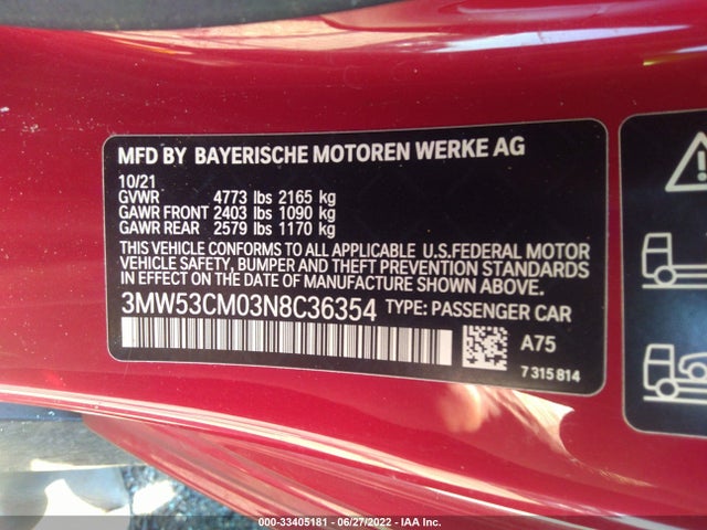 2022 BMW 2 Series, VIN: 3MW53CM03N8C36354