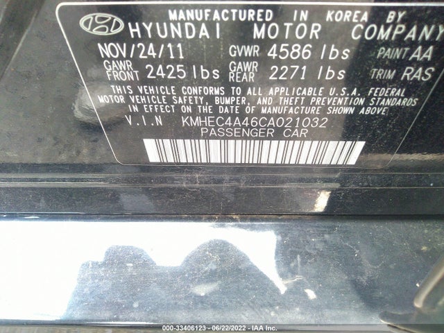 2012 HYUNDAI SONATA HYBRID VIN: KMHEC4A46CA021032