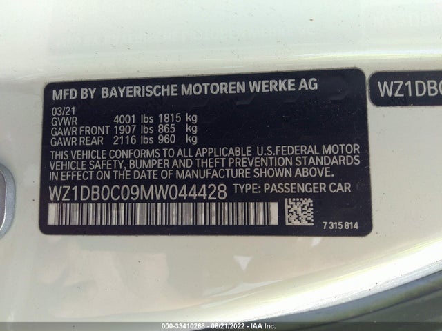 2021 Toyota Supra, VIN: WZ1DB0C09MW044428