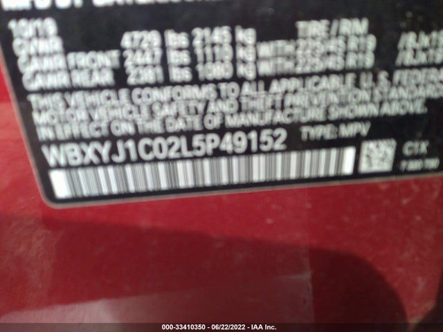 2020 BMW X2, VIN: WBXYJ1C02L5P49152
