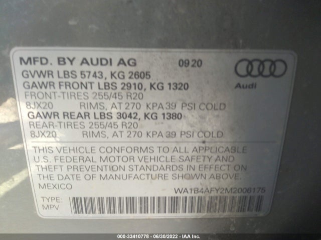 2021 Audi SQ5, VIN: WA1B4AFY2M2006175