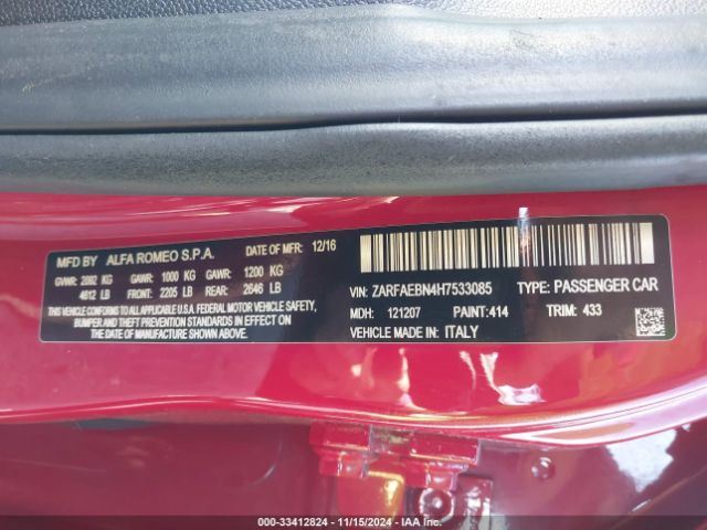 ZARFAEBN4H7533085 Alfa Romeo Giulia Rwd