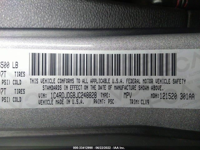 Dodge DURANGO GT 2018 1C4RDJDG8JC248828 Image 9