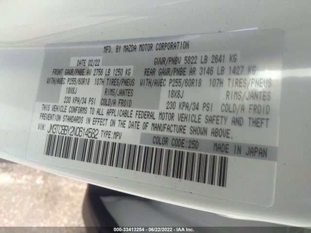 2022 Mazda CX-9, VIN: JM3TCBBY2N0614582