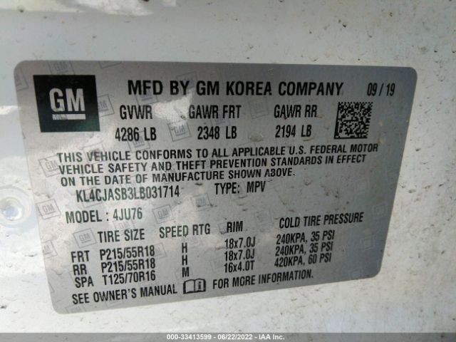 KL4CJASB3LB031714 Buick Encore Fwd Preferred