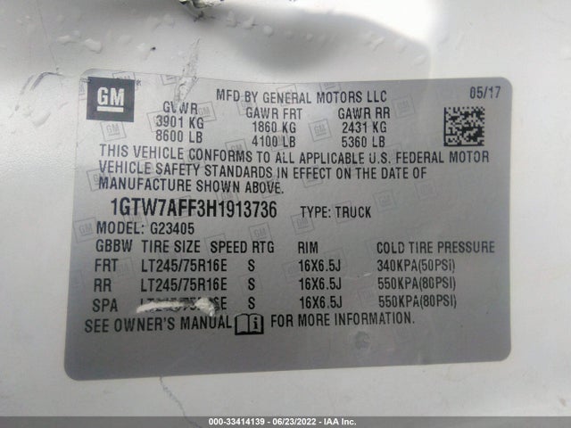 2017 GMC Savana, VIN: 1GTW7AFF3H1913736