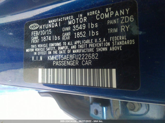 2015 Hyundai Accent, VIN: KMHCT5AE8FU222682