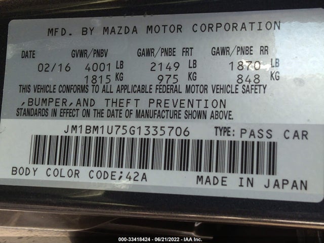 2016 Mazda 3, VIN: JM1BM1U75G1335706
