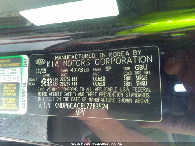 2020 KIA SPORTAGE S VIN: KNDP6CAC8L7783524
