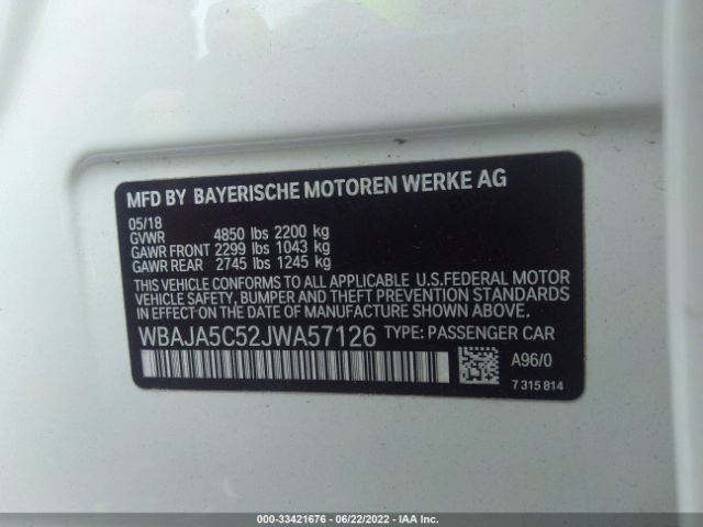 WBAJA5C52JWA57126 BMW 5 Series 530i