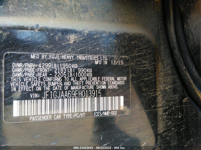 Subaru IMPREZA SEDAN 2014 JF1GJAA69EH013915 Image 10