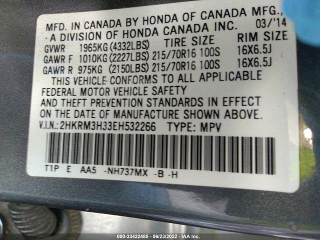 Honda CR-V LX 2014 2HKRM3H33EH532266 Image 9