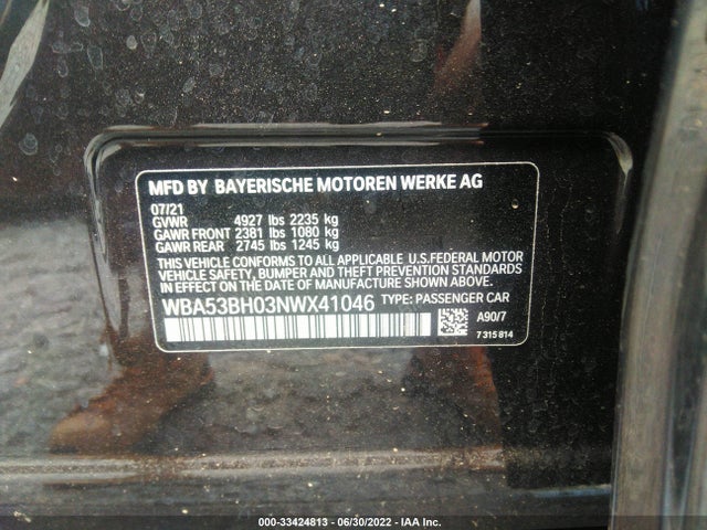 2022 BMW 5 Series, VIN: WBA53BH03NWX41046