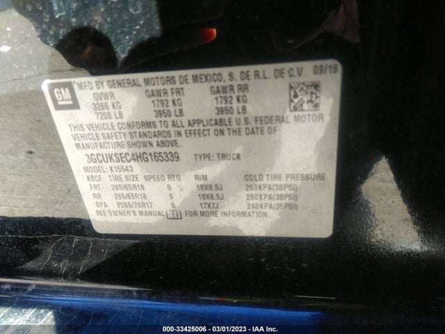 2017 Chevrolet Silverado 1500, VIN: 3GCUKSEC4HG165339