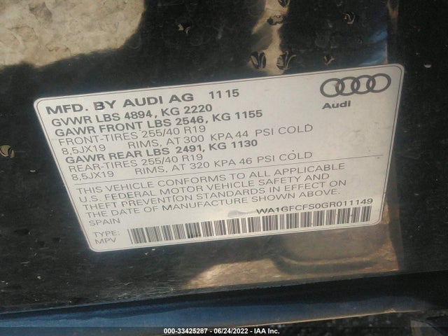 WA1GFCFS0GR011149 Audi Q3 Prestige