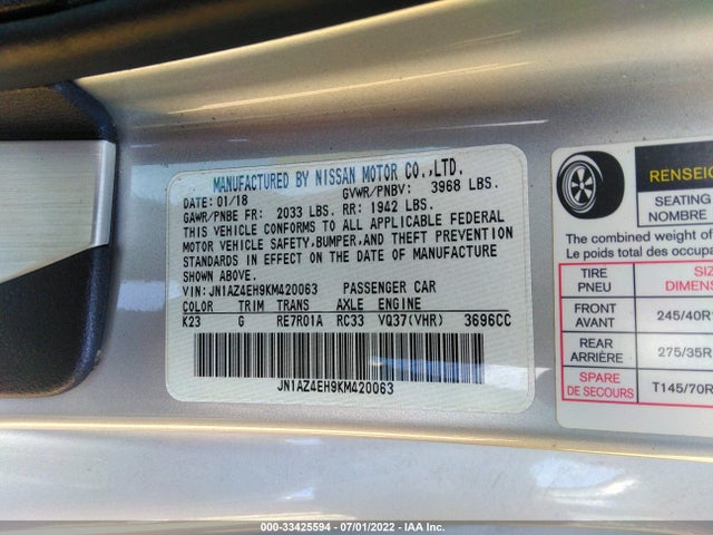 2019 Nissan Z, VIN: JN1AZ4EH9KM420063