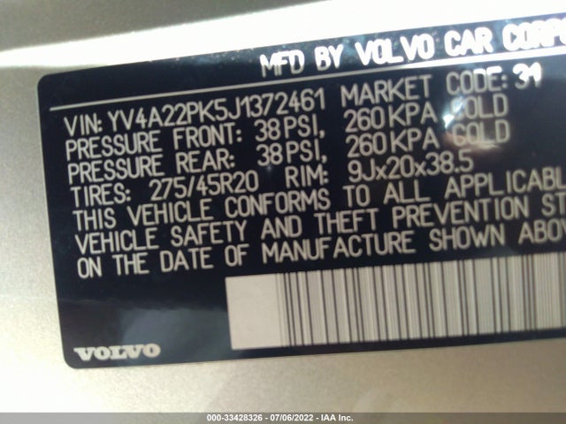 2018 Volvo XC90, VIN: YV4A22PK5J1372461