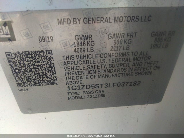 Chevrolet MALIBU LT 2020 1G1ZD5ST3LF037182 Image 9