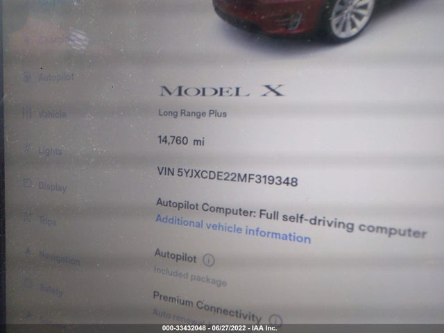 2021 Tesla Model X, VIN: 5YJXCDE22MF319348